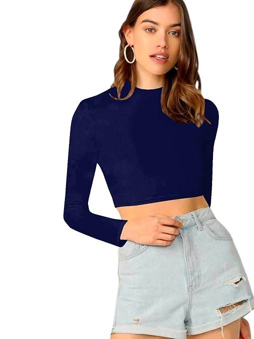 Women's Stylish Navy Blue Crop Top - MYLUXURY LANE ENTERPRISE